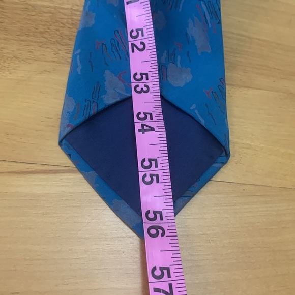 Mondo Uomo 100% silk Tie hand made in Italy 56" teal w/ abstract design EUC - Picture 3 of 9